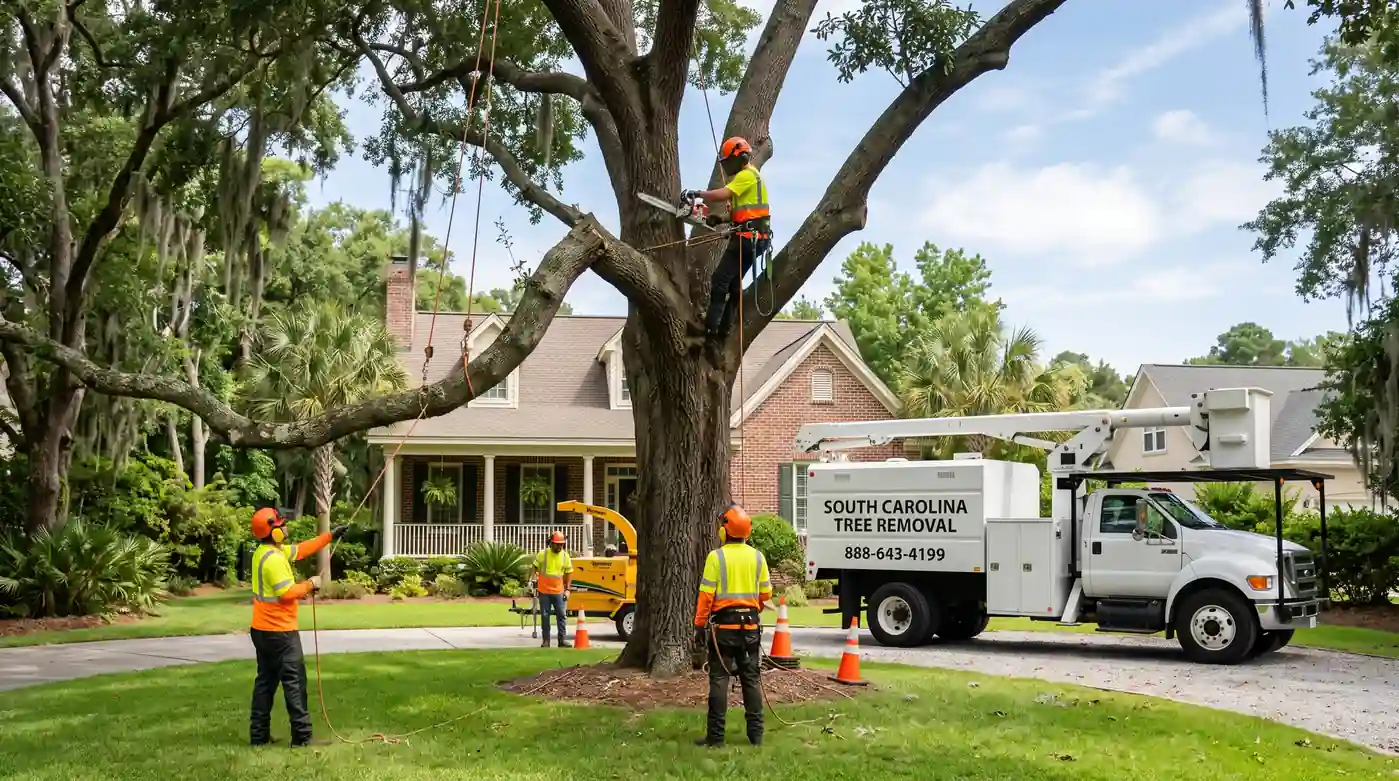 Professional Tree Removal Crew at Work in South Carolina