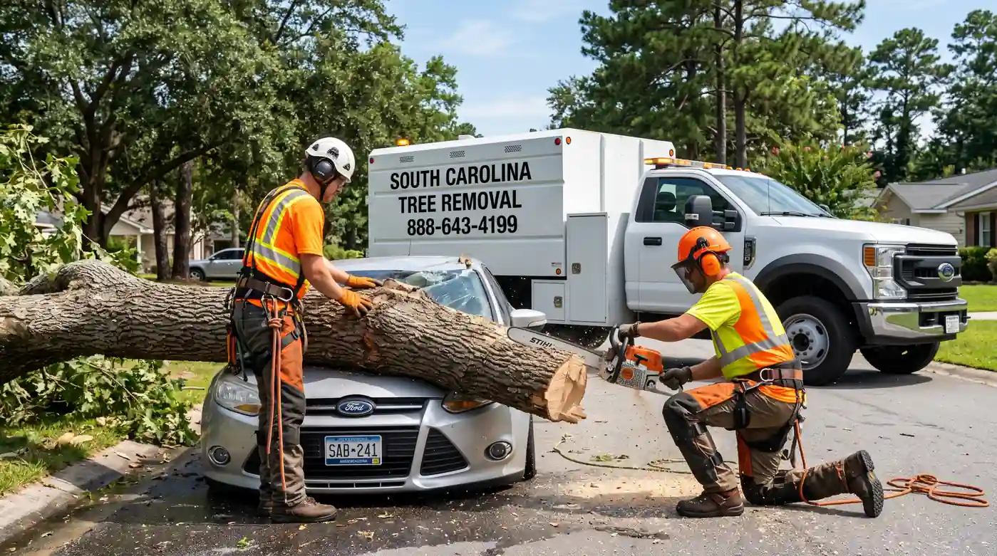 Tree on Car Removal Process